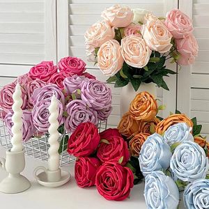 Decorative Flowers 7 Head Artificial Princess Roses Bouquet Flower Wedding Home Room Decoration Hand Held Pography Props Flores