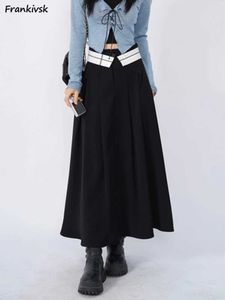 スカートミディスカート女性シックカレッジオールマッチハイウエストヴィンテージ秋の韓国スタイルファッションファルダラーガスデイリーストルツウェアY240513