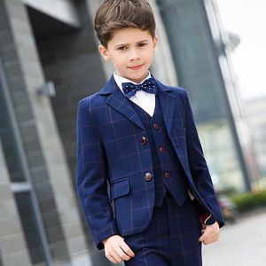 Anzüge Flower Boys formelle Schulanzüge Jungen Hochzeit Blazer Shirt Weste Hosen Krawatte 5pcs Tuxedo Kids Prom Party Kleider Kleidungsstücke