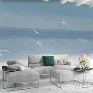 Wallpapers 3D Wallpaper Home Decor Living Room Wall Covering Simple Sketch Oil Painting Seascape TV Backdrop Bedroom Po Paper