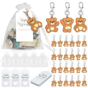 Party bevorzugt 30 Sets Bären Schlüsselanains Babyparty -Dekorationen mit Dankesbeschzeichnung und Garnsäcken Gefälligkeiten für Hochzeitstag Geschenke