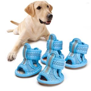 Abbigliamento per cani 4 pezzi estate stivali per animali traspiranti sandi sandali scarpe sneaker anti -sneaker (blu) - taglia 1