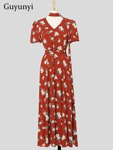 Sukienki imprezowe eleganckie vintage sukienki kwiatowe rękawy w dekolcie w dekolcie pojedyncza dekoracja piersiowa przednia strona rozdzielająca temperament
