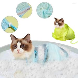Kattbärare mesh badväska anti skrapbett återhållsamhet rengöring tillhandahåller skönhet nagel skärning justerbar tvätt
