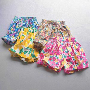 Shorts Summer floral printed shorts for girls Pantskirt childrens Tutu shorts loose leg pants for girls pleated Culotte childrens clothingL2405L2405