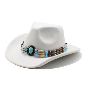 Bohemian Cowboy Hat Style etniczny Western Cowgirl Hat Men Travel Curved Brim Women Jazz Country Feel Hats