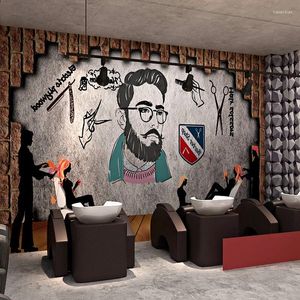 Tapeten im Barber Shop 3D Nostalgic Tapeten Friseur Hintergrund Wanddekoration Mode großes Wandbild