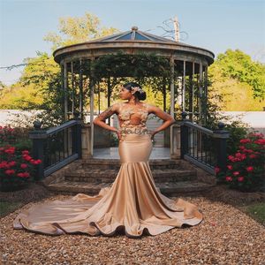 Złote Sukienki na bal maturę 2024 Sheer szyi z koralikami kryształowa południowoafrykańska sukienka wieczorna patrz przez satynę aso ebi luźnie formalne sukienki urodzinowe vestios fiesty szesteen