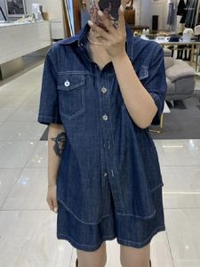 Damen -Trailsuiten koreanischer Stil Denim 2 -Stück Sets Frauen Kurzarm -Shirt Tops Jean Shorts Zwei Outfits Sommer im Matching