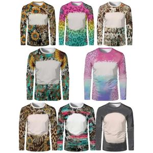 Bleached Long T-Shirt Sublimation Party Sleeve Supplies Heat Transfer Blank Bleach Shirt Fully Polyester Tees US Sizes For Men Women