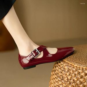 Casual Shoes 2024 Spring Women Square Toe Loafers Fashion Retro Mary Jane For Chunky Low Heels Ladies Flats