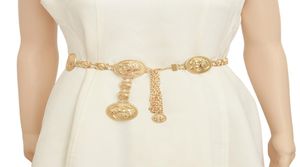 Fashion Luxury Designer Chain Belt for Women Golden Coin Dolphins Metal midjebälten Kvinnliga kläder Tillbehör4713397