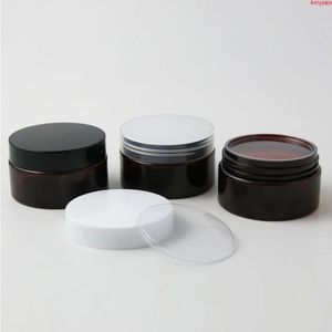 30 x DIY 100g Empty Amber PET cream jar with Plastic white black clear lids and pet seal 100ml Jar Cosmetic Containerhigh qualtity Ouaik