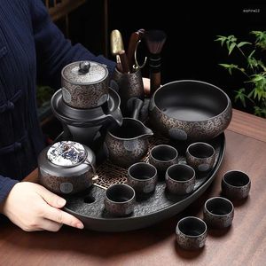 Teaware Set Complete Tea Set Chinese Ceramic Semi Automatic Ceremony Tray Vintage Conjunto de Cha Gift WSW40XP