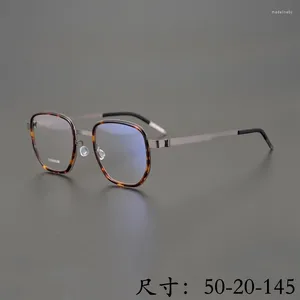 Sunglasses Frames Limited Edition Vintage Eyeglass Frame Pure Titanium Literary Screw-less Design Retro Square Myopia Optical Glasses Good