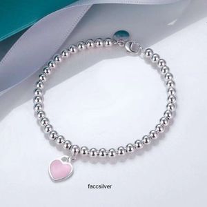 Charm Bracelets Luxury Bracelets T Chains Bangle Love Heart Enamel Pendant Hand Chain Female S925 Silver Girl Friend Handchains Ladies Bracele DSBG2024