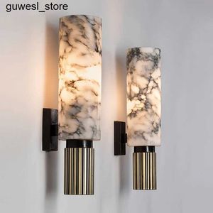 Night Lights Modern luxury natural marble wall lamp living room bedroom decoration LED lighting retro Scorce home application S240513