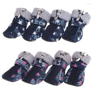 Cat Carriers 652F Waterproof Dog Boots Protector Anti-Slip Shoes Zipper Lock Design For Small Medium Large Puppy Pet Dogs 4Pcs