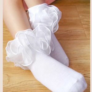 Çocuk Çorap Bebek Kız Çorap Nefes Alabilir Pamuklu Dantel Pileli Prenses Net Çoraplar Çocuk ayak bileği Kısa Çoraplar Beyaz Pembe Sarı Kız Çocuklar ve Küçük Çocuklar D240513