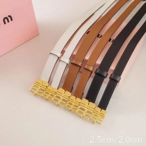 Cinturões de couro de luxo para feminino cintos de couro genuínos largura de 2,5 cm de 2 cm de churrasqueira dourada de fivela lisa