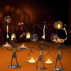Ljushållare 6 modeller nordisk metall ljusstake abstrakt karaktär skulpturhållare dekor handgjorda figurer hem dekoration konst gåva