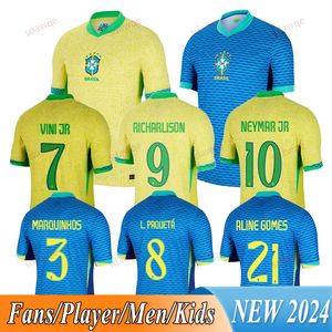 22 2023 2024 Brasils Soccer S L.Paqueta Neymar Vini Jr.23 p.coutinho richarlison futebol camisa G.Jesus T.Sia Bruno G. Pele Casemiro Men Women Kids Sets