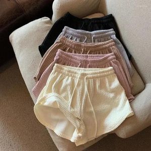 Kadın Şort Kadın Yaz Yüksek Elastik Dantel Yukarı Drawstring Geniş Bacak Ter Kısa Fitness Gevşek Gevşek Büyük Spor Pantolonları