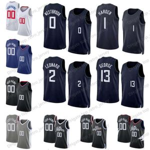 Camisas de basquete personalizadas James Harden Paul George Kawhi Leonard Terance Mann 0 Westbrook S-XXL 2023-24 Menino Mulheres Crianças Black City Jersey