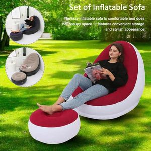 Kudde Uppblåsbar luftmadrass Lazy Sofa Doll Stol Bekväm benpall vila enstaka beanbag för hem och utomhusbruk