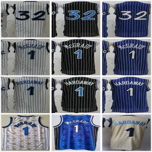 Retro vintage clássico Tracy #1 McGrady Basketball Jersey Blue Branco preto #32 Atacado barato NCAA College Mens Penny 1 camisas de Hardaway