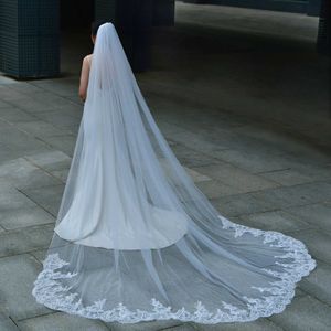 Bröllopshårsmycken V166 Scalloped Edge Bridal Veils Long Wedding Veil Plus Size Wedding Dresses Accessories Lace Embroidery Wedding Veil