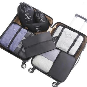Depolama torbaları 8pcs/set bavul organizatör çanta paketleme torbası büyük kapasiteli su geçirmez kumaş katlama giyilebilir bagaj seyahat için