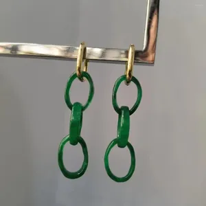 Kolczyki Dangle 1pcs/działek naturalny jadeite miss s925 srebrny ze złotym niebieskim turkusem ciemnozielone wisiorek prosty elegancki