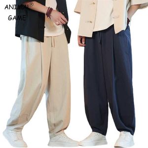 Men's Pants New Cotton Linen Harem Pants Solid Color Loose Large Jogging Sweatpants Breathable Basic Strtwear Y240513