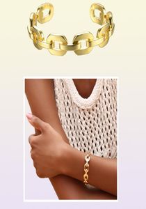 Enfashion Pure Form Medium Link Chain Cuff Armband Bangles For Women Gold Color Fashion Jewelry Pulseiras BF182033 V8886522