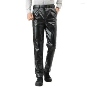 Men's Pants Winter Oversize Warm Leather Trousers Pu Pantalons Straight Cuero Pantalones Male Autumn Plus Velvet