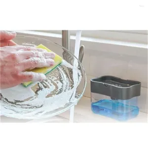 Liquid Soap Dispenser Creative Kitchen 2 I 1 Manual Push Type With Washing Sponge Pusher