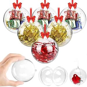 4 Hollow Transparent Plastic Christmas CM Decorações de férias de bola Presente Bolas de pendura criativas O ornamentos