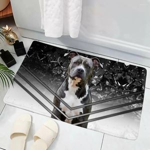 Tappeti HX Animal Dogs Mat tappetino americano Staffordshire Terrier 3D Stampato in flanella per interni Non slitta