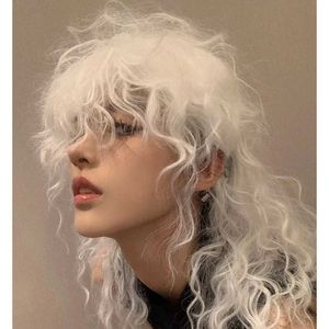 Wind wig for women with curly bangs medium to long hair simulation wool curly wig for womens full head set