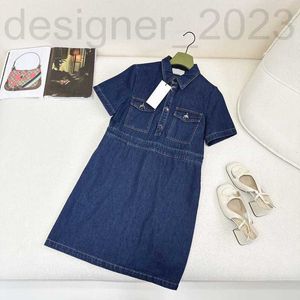 Vestidos casuais básicos designer de verão moda casual button button button de bolso solto jeans de manga curta 6lgp