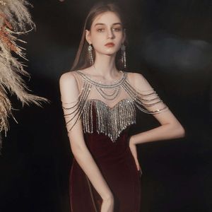 Evening female banquet, socialite, fashionable, dignified, and atmospheric 2023 new performance dress, host party long dress