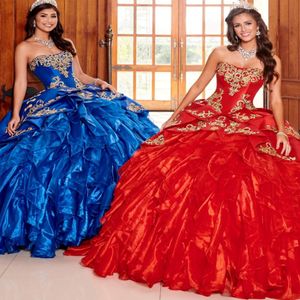Charming Beaded Ball Gown Quinceanera Dresses Strapless Neck Lace Appliqued Prom Gowns With Wrap Sweep Train Organza Tiered Sweet 15 Dr 257A