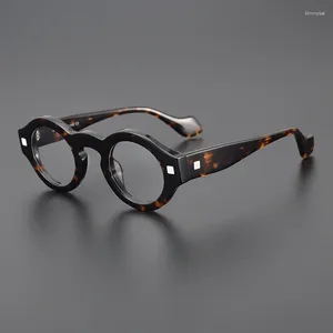 Occhiali da sole cornici giapponesi marca rotonda grande faccia acetato di occhiali da uomo vetro designer tartaruga black women occhiali ottici
