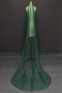 Свадебная вуали, сияющая длинная зеленая свадебная вуаль с золотой пылью. Один слой 3 -метровой собор без гребня Voile Mariage5129029