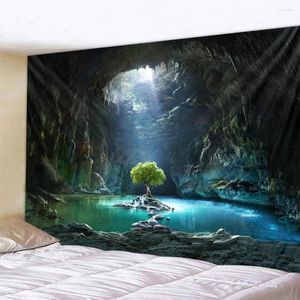 Tapestries Fantasy Landscape Tapestry Forest Castle Wall Hanging Bukawaii Hippie Home Decoration Blanket Bed Sheet Background Fabric