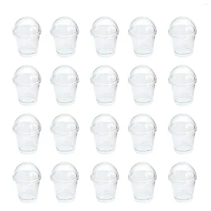 Copas descartáveis canudos 20pcs/conjunto de sorvete de boneca em miniatura de mousse de mousse mini pudim com tampa de tampa de tampa Frappuccino