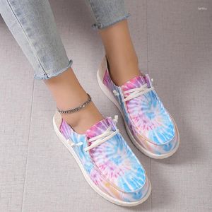Casual Shoes 2024 Summer Flat Bottom Printed Canvas for Women Comfort Round Head Fashion Single