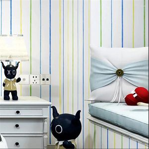 Wallpapers Wellyu Colored Vertical Stripes Wallpaper Mediterranean Style British Children's Room Boys Bedroom Background Wall Paper