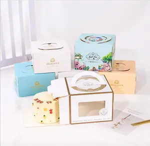 Wrap regalo 10pcs Box portatile da 4 pollici con finestra fai-da-te handamde dessert baby show per feste di compleanno fornitore
